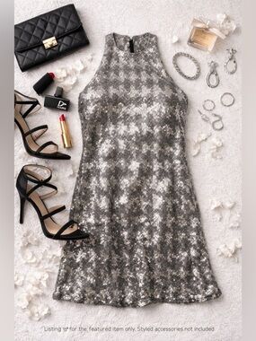 Talula Silver Sequin A-Line Mini Dress